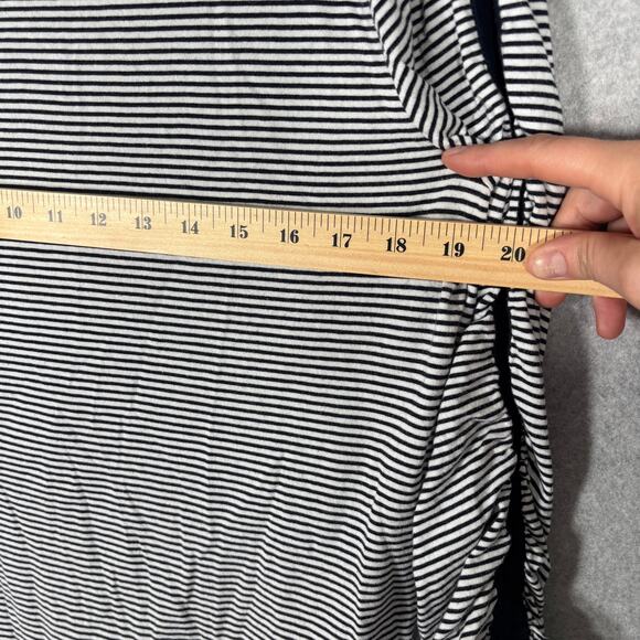 Talbots Shirt Large Navy Striped Ruched Cotton Modal Jersey Basic Yacht Sailor - Picture 7 of 9